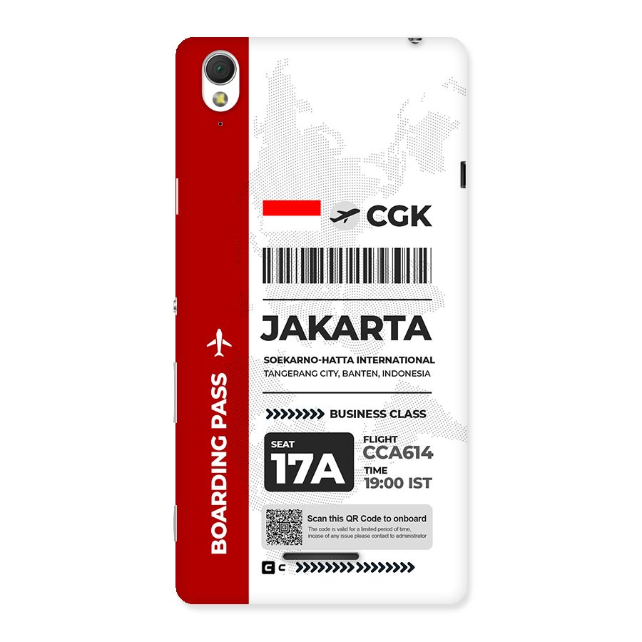 International Boarding Pass Jakarta Back Case for Xperia T3