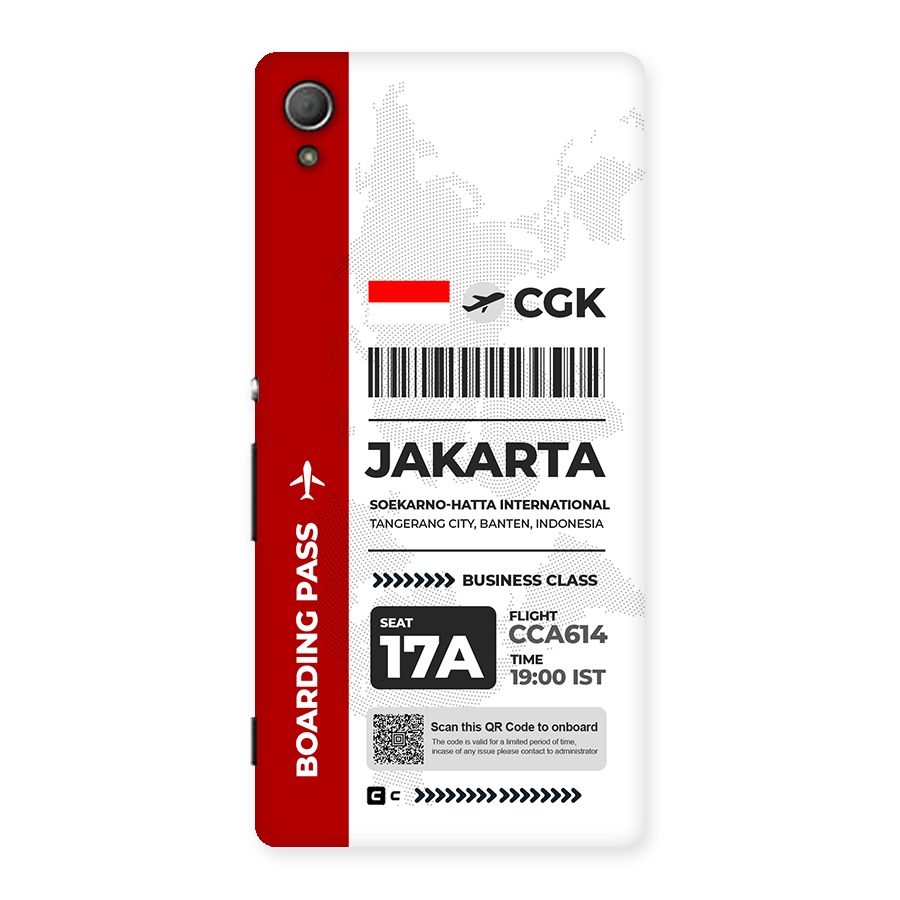 International Boarding Pass Jakarta Back Case for Xperia Z3 Plus