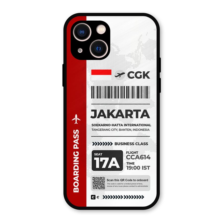 International Boarding Pass Jakarta Metal Back Case for iPhone 13