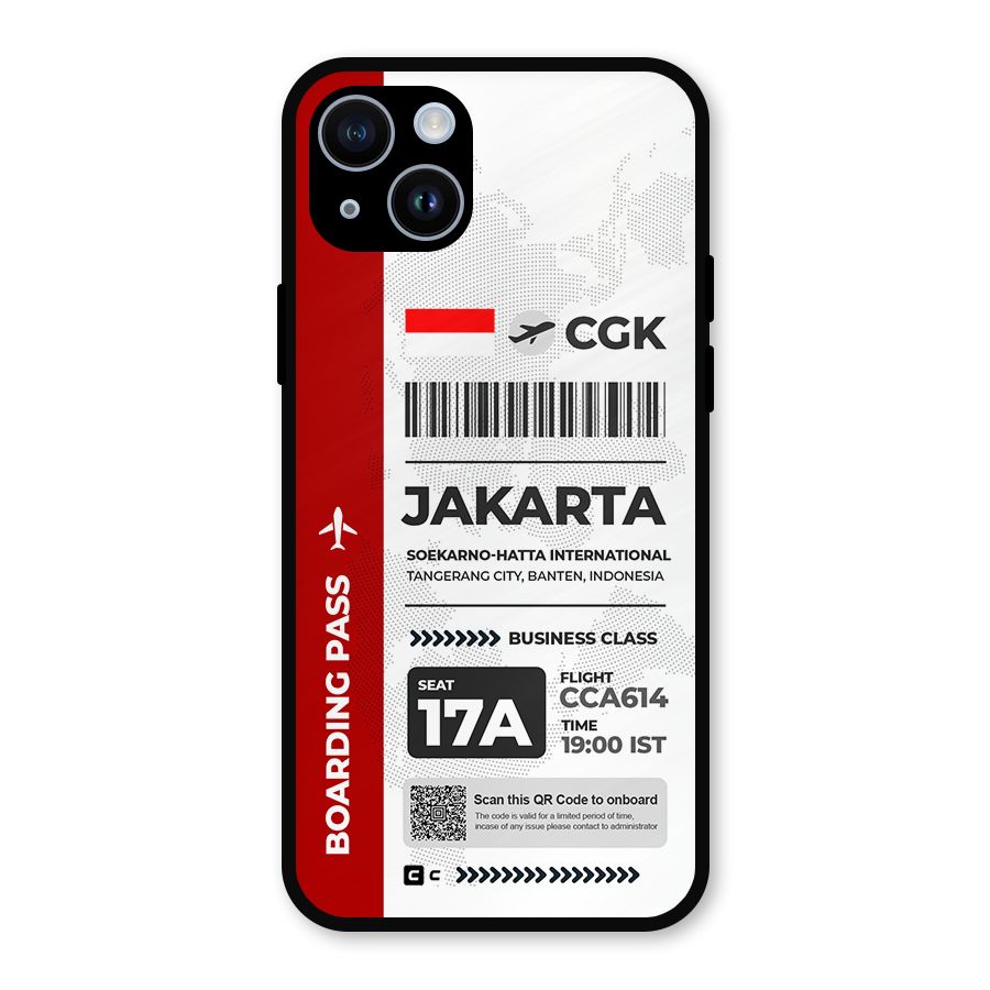 International Boarding Pass Jakarta Metal Back Case for iPhone 14