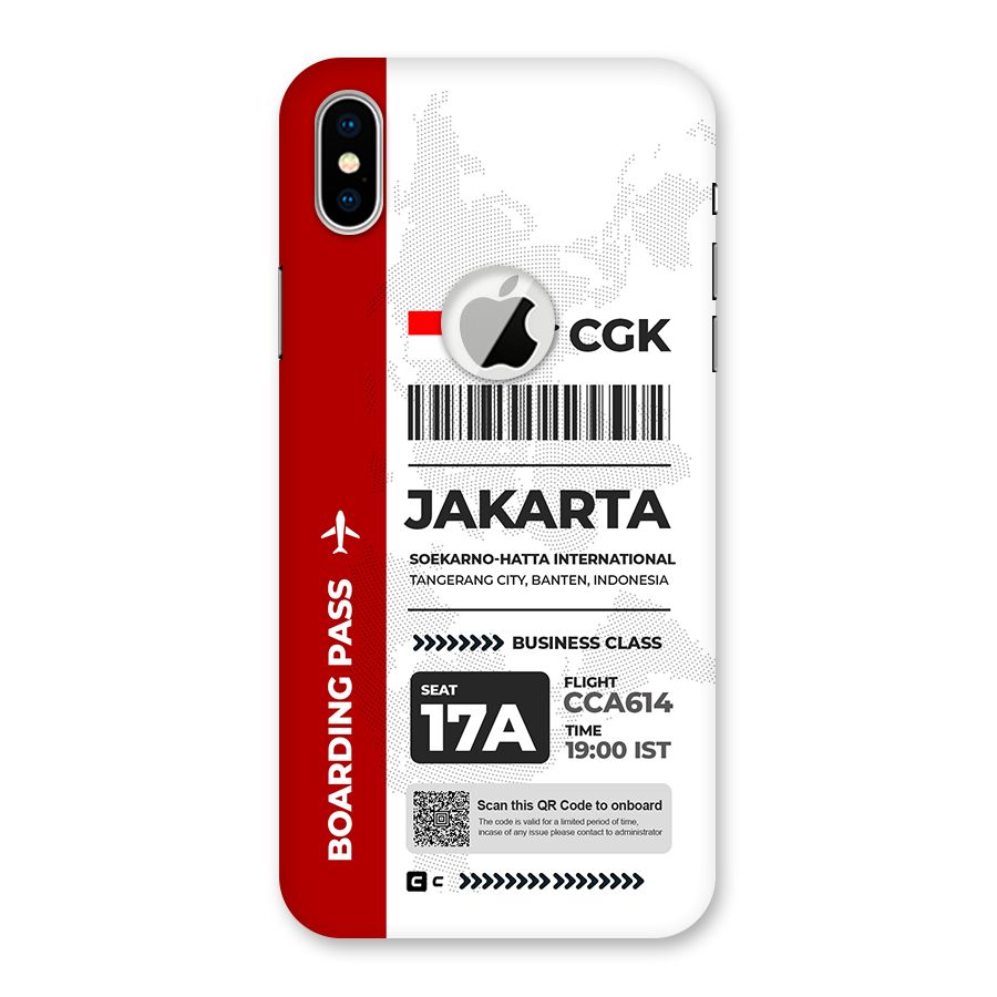 International Boarding Pass Jakarta Back Case for iPhone XS Logo Cut