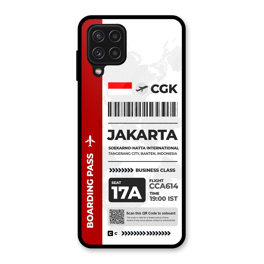 International Boarding Pass Jakarta Glass Back Case for Galaxy A22 4G