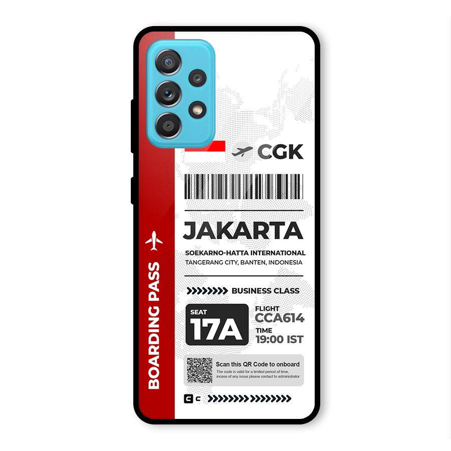 International Boarding Pass Jakarta Glass Back Case for Galaxy A52s 5G