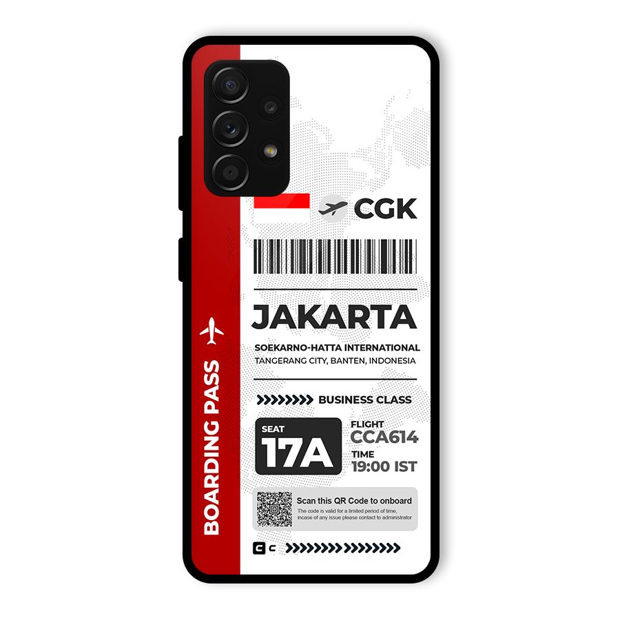 International Boarding Pass Jakarta Glass Back Case for Galaxy A53 5G