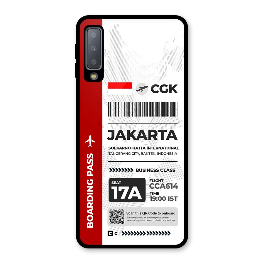 International Boarding Pass Jakarta Glass Back Case for Galaxy A7 (2018)
