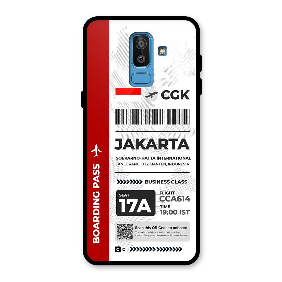 International Boarding Pass Jakarta Glass Back Case for Galaxy J8