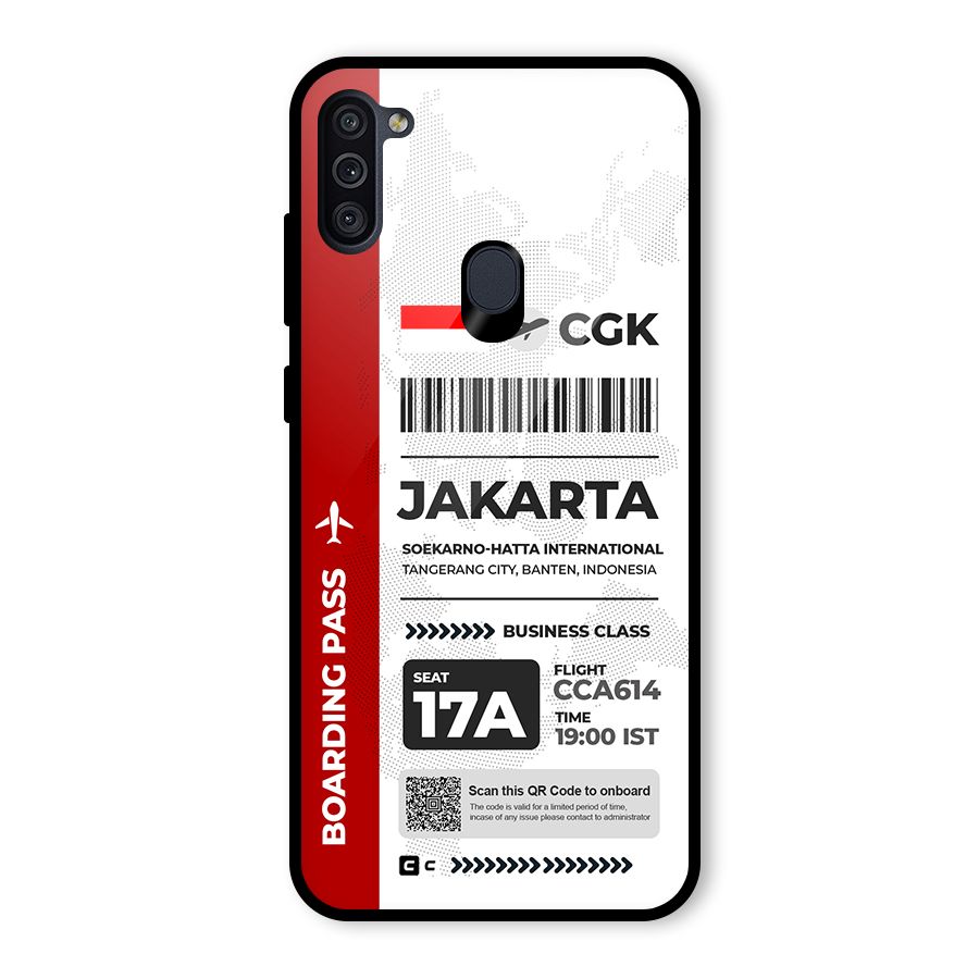 International Boarding Pass Jakarta Glass Back Case for Galaxy M11