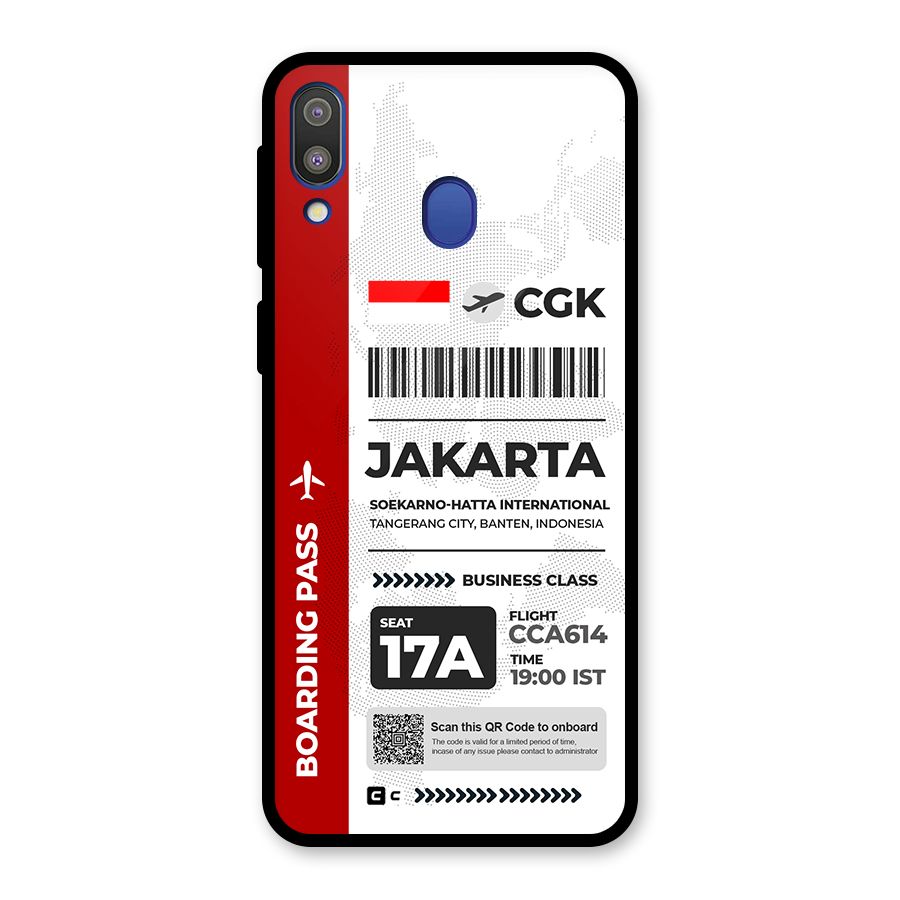 International Boarding Pass Jakarta Glass Back Case for Galaxy M20