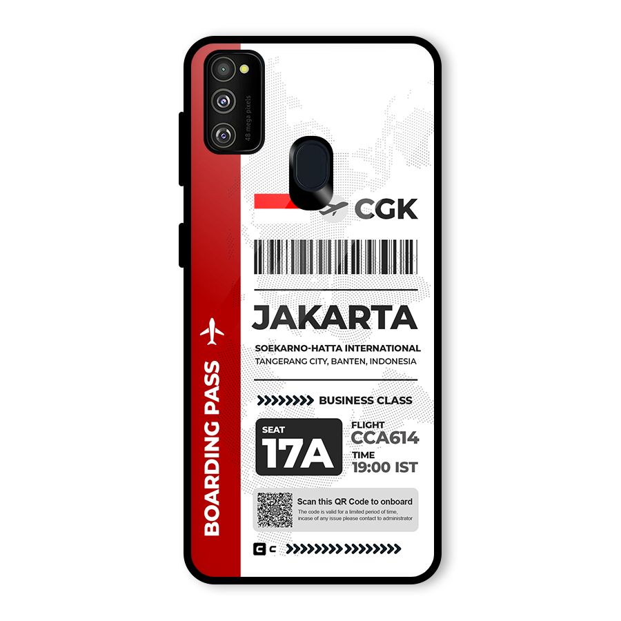 International Boarding Pass Jakarta Glass Back Case for Galaxy M30s