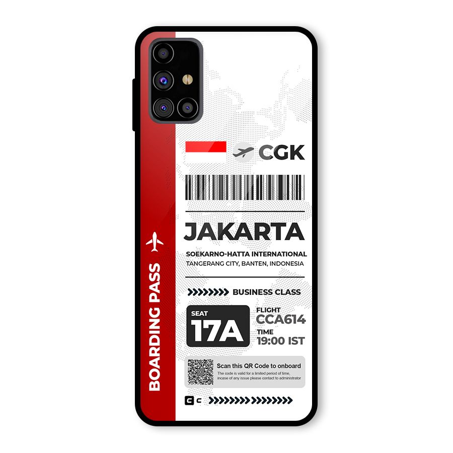 International Boarding Pass Jakarta Glass Back Case for Galaxy M31s