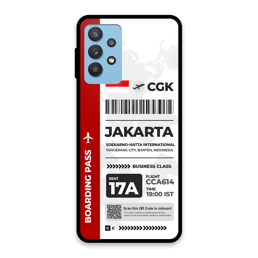 International Boarding Pass Jakarta Glass Back Case for Galaxy M32 5G