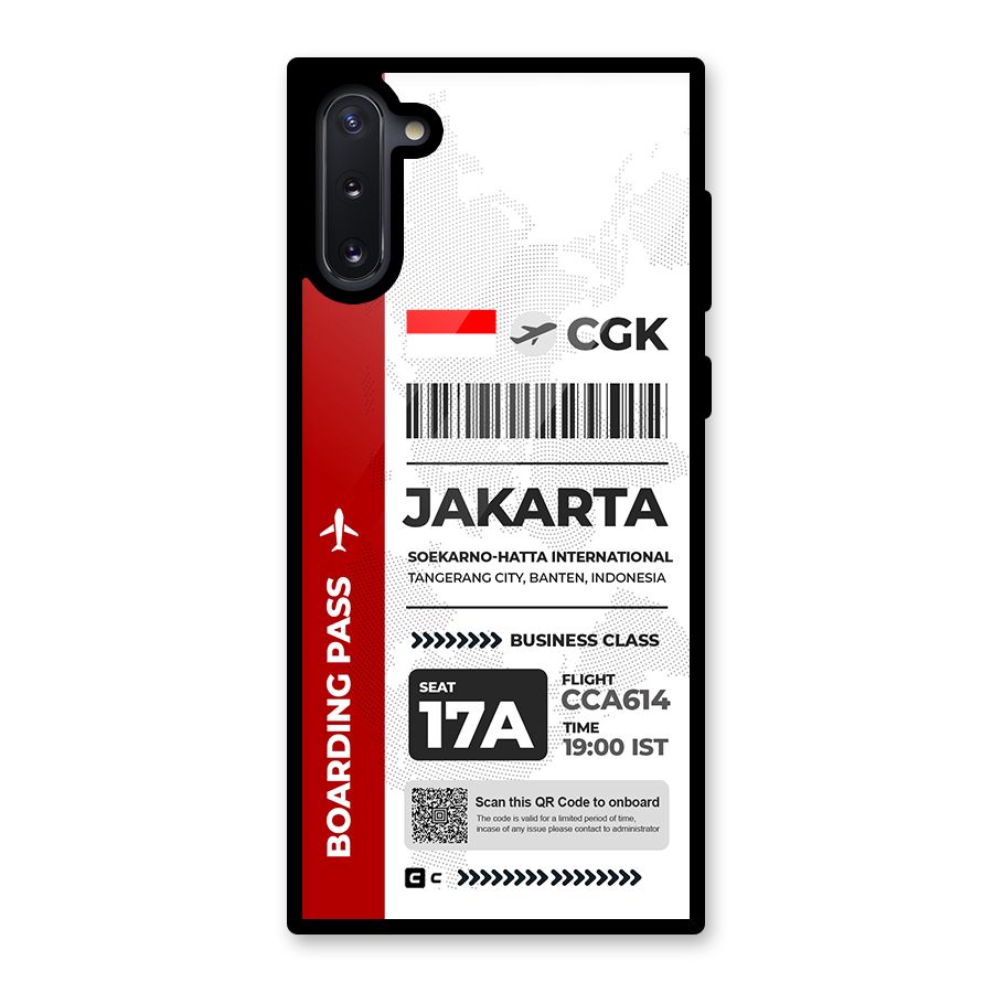 International Boarding Pass Jakarta Glass Back Case for Galaxy Note 10