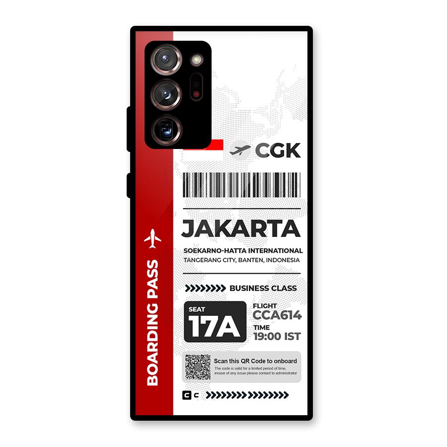 International Boarding Pass Jakarta Glass Back Case for Galaxy Note 20 Ultra