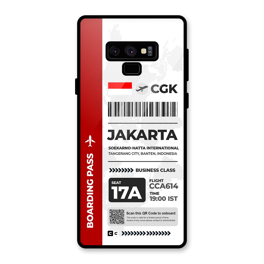 International Boarding Pass Jakarta Glass Back Case for Galaxy Note 9