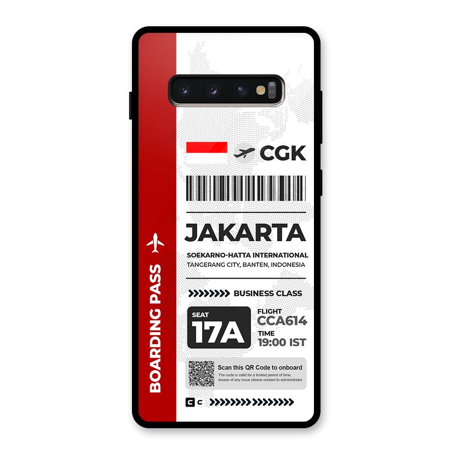 International Boarding Pass Jakarta Glass Back Case for Galaxy S10 Plus