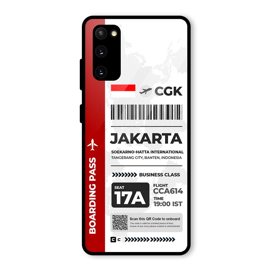 International Boarding Pass Jakarta Glass Back Case for Galaxy S20 FE