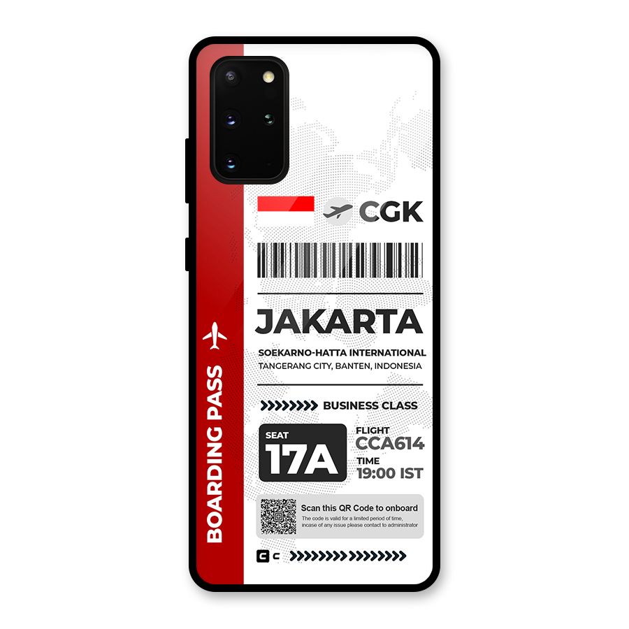 International Boarding Pass Jakarta Glass Back Case for Galaxy S20 Plus
