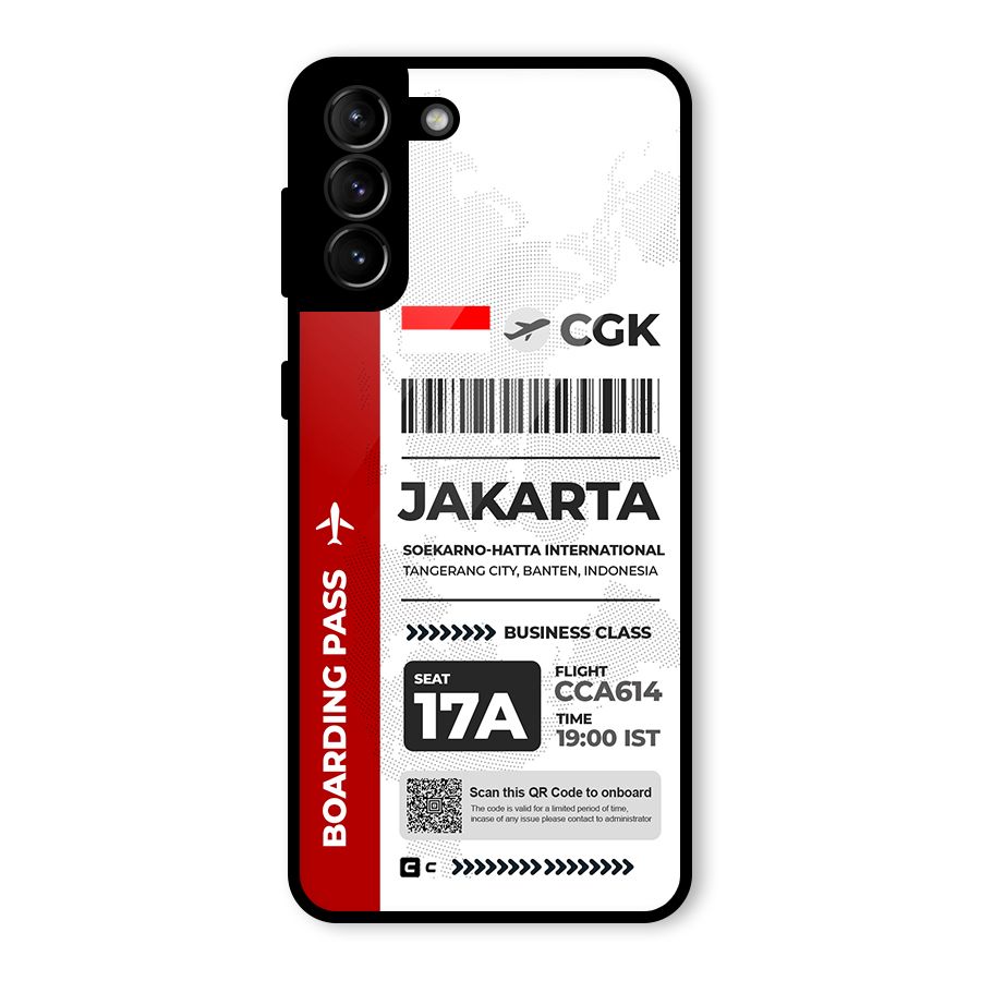 International Boarding Pass Jakarta Glass Back Case for Galaxy S21 Plus