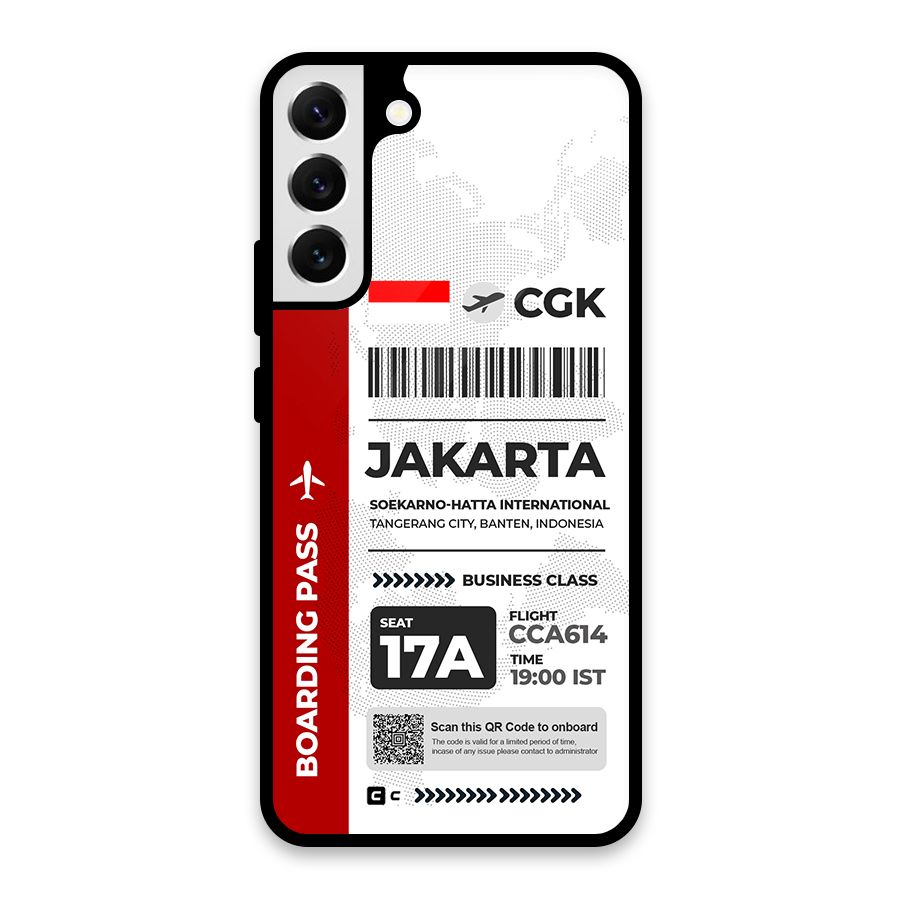 International Boarding Pass Jakarta Glass Back Case for Galaxy S22 Plus 5G