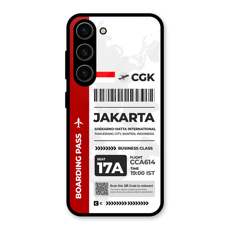 International Boarding Pass Jakarta Glass Back Case for Galaxy S23