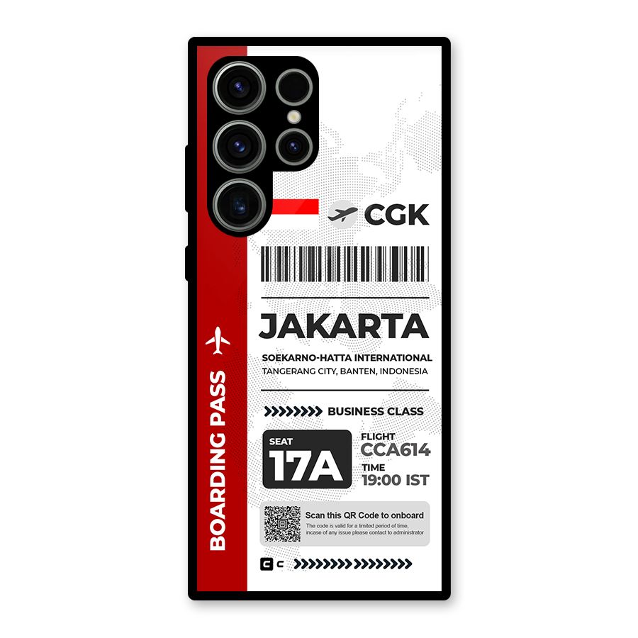 International Boarding Pass Jakarta Glass Back Case for Galaxy S23 Ultra