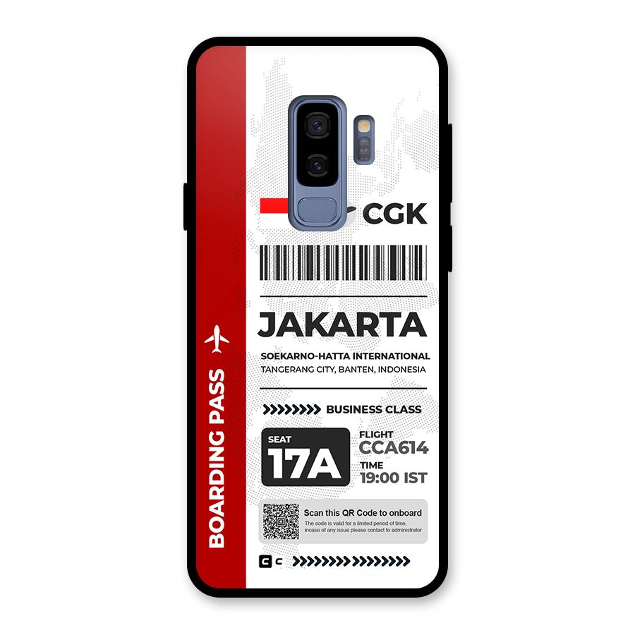 International Boarding Pass Jakarta Glass Back Case for Galaxy S9 Plus
