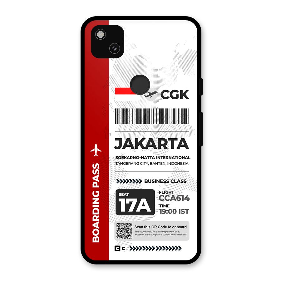 International Boarding Pass Jakarta Glass Back Case for Google Pixel 4a