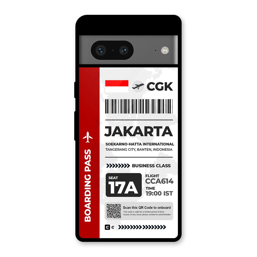 International Boarding Pass Jakarta Glass Back Case for Google Pixel 7