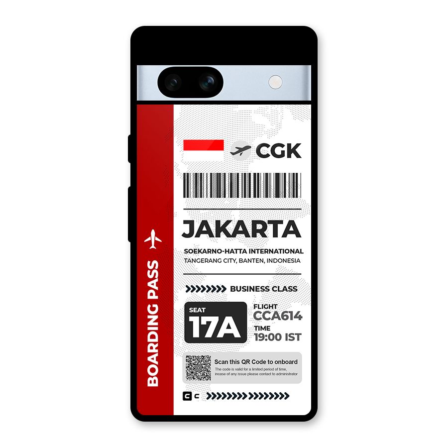 International Boarding Pass Jakarta Glass Back Case for Google Pixel 7a