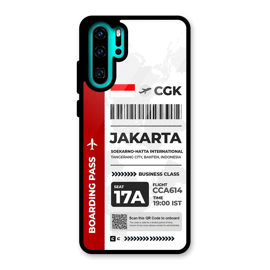 International Boarding Pass Jakarta Glass Back Case for Huawei P30 Pro