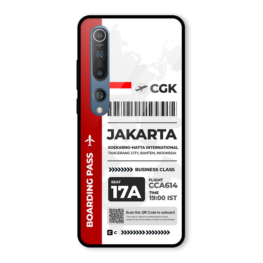 International Boarding Pass Jakarta Glass Back Case for Mi 10