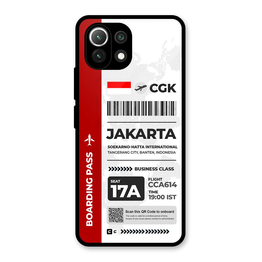 International Boarding Pass Jakarta Glass Back Case for Mi 11 Lite