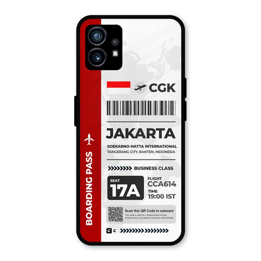 International Boarding Pass Jakarta Metal Back Case for Nothing Phone 1