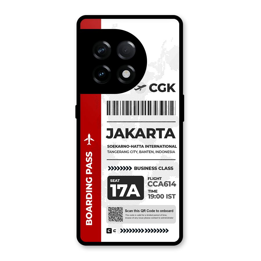 International Boarding Pass Jakarta Glass Back Case for OnePlus 11R