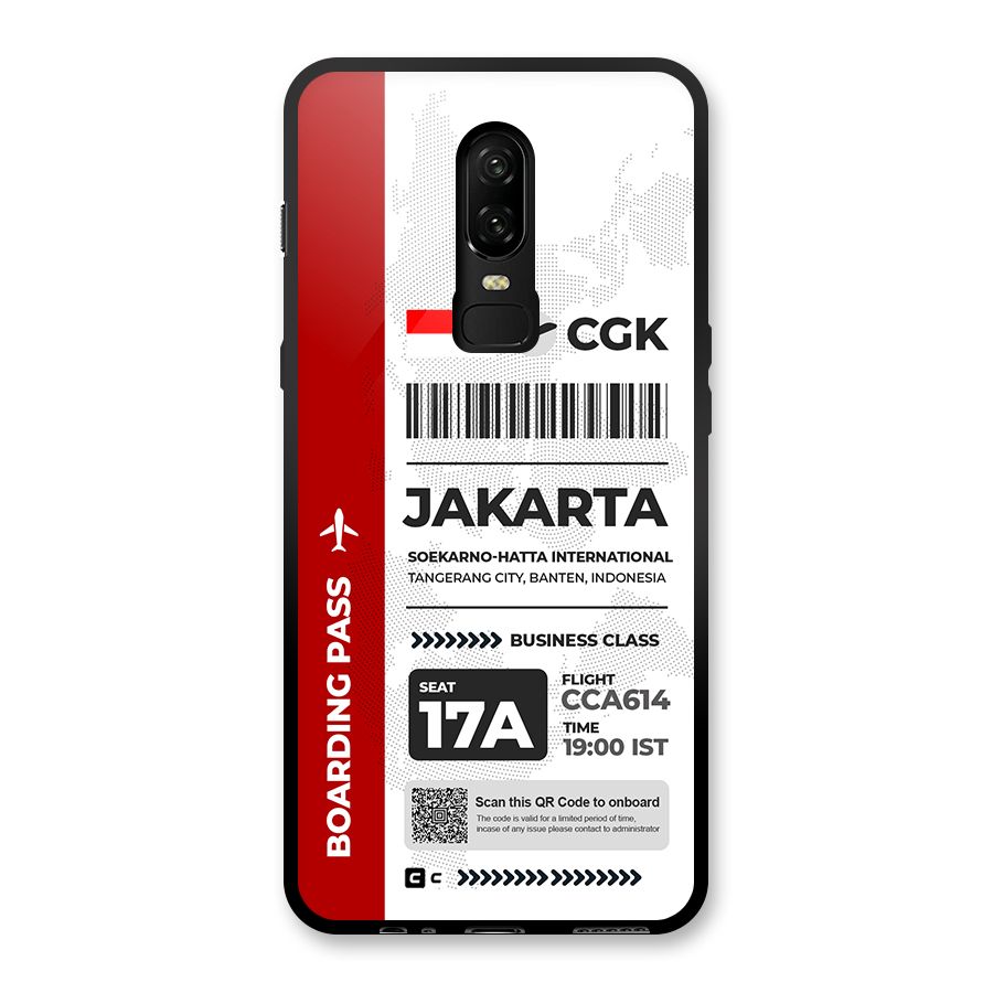 International Boarding Pass Jakarta Glass Back Case for OnePlus 6