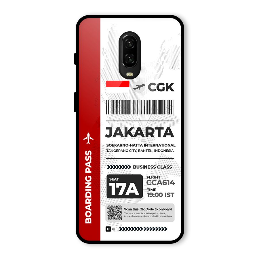 International Boarding Pass Jakarta Glass Back Case for OnePlus 6T