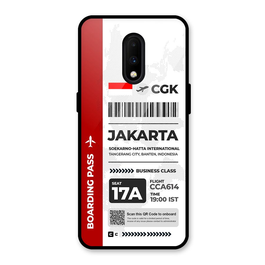 International Boarding Pass Jakarta Glass Back Case for OnePlus 7