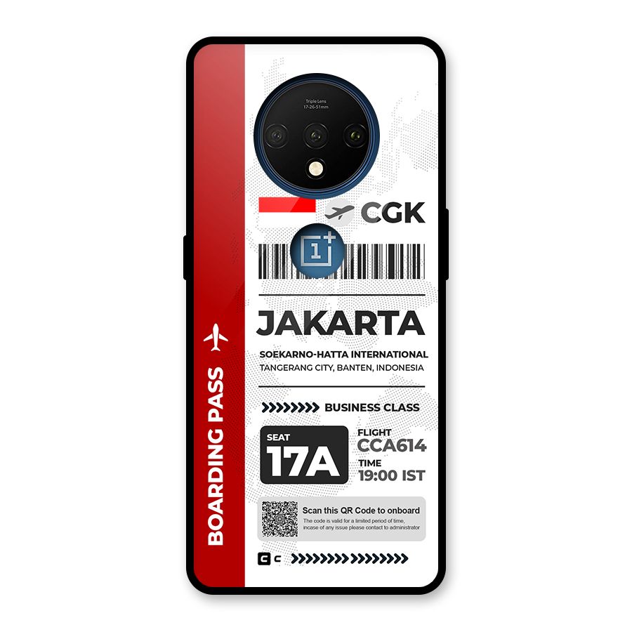 International Boarding Pass Jakarta Glass Back Case for OnePlus 7T