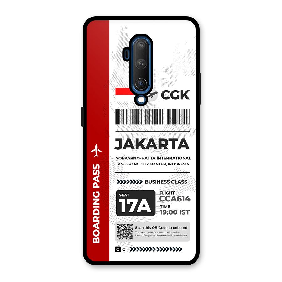 International Boarding Pass Jakarta Glass Back Case for OnePlus 7T Pro