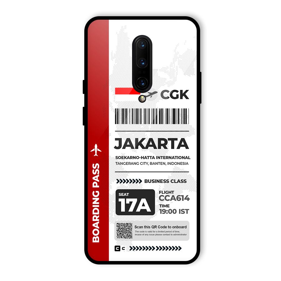 International Boarding Pass Jakarta Glass Back Case for OnePlus 7 Pro