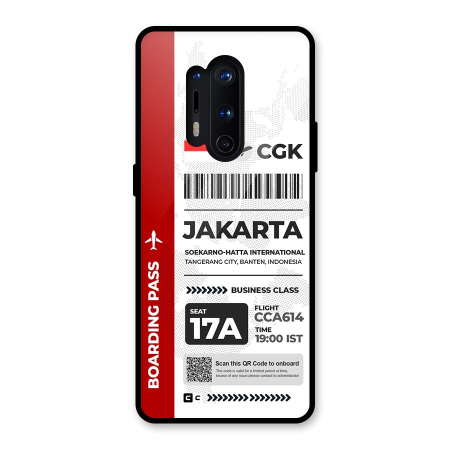 International Boarding Pass Jakarta Glass Back Case for OnePlus 8 Pro