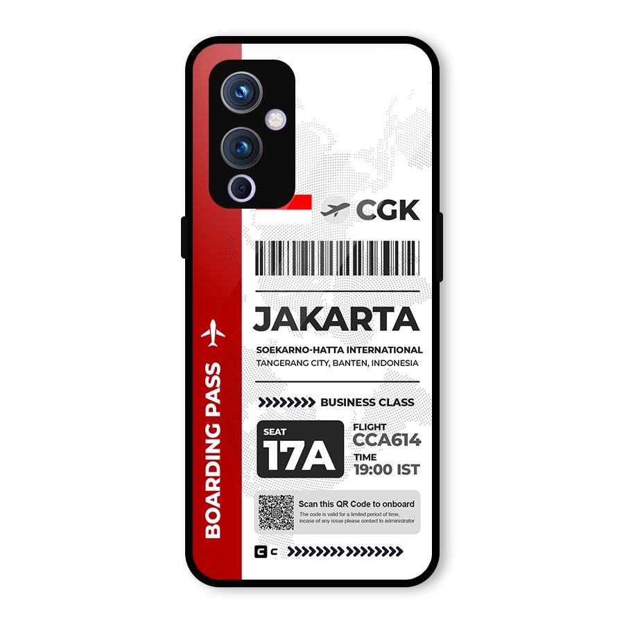 International Boarding Pass Jakarta Glass Back Case for OnePlus 9