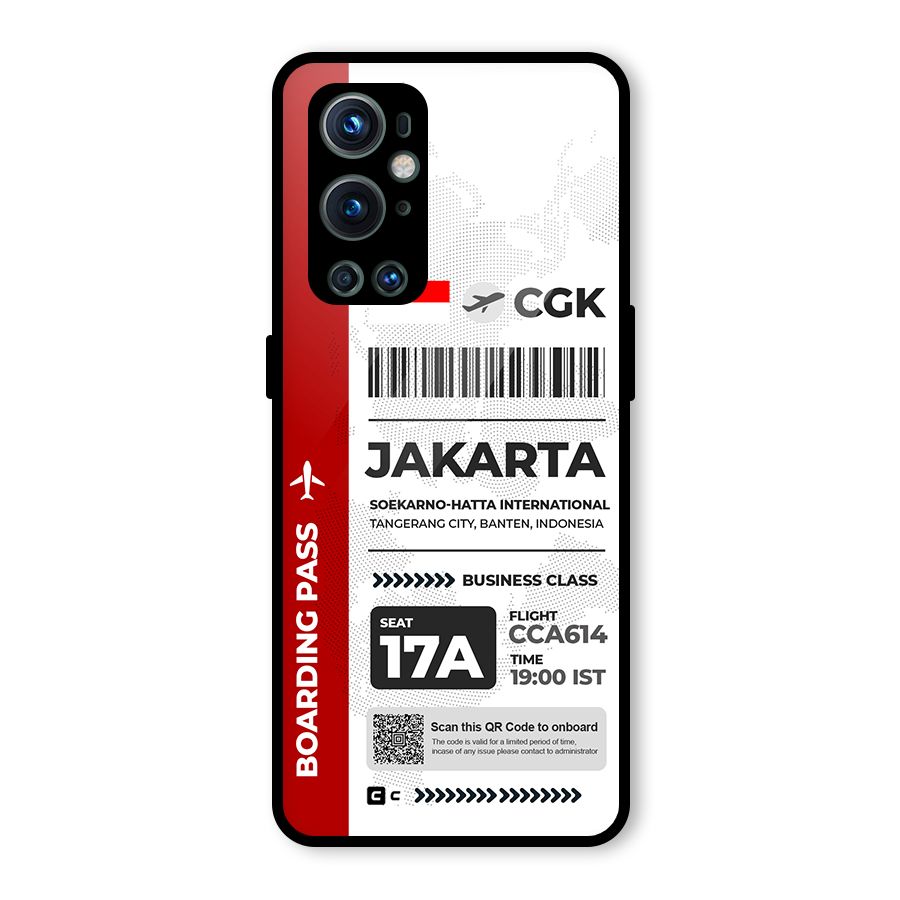 International Boarding Pass Jakarta Glass Back Case for OnePlus 9 Pro