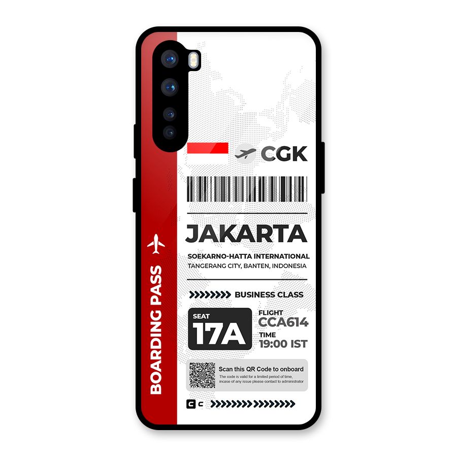 International Boarding Pass Jakarta Glass Back Case for OnePlus Nord