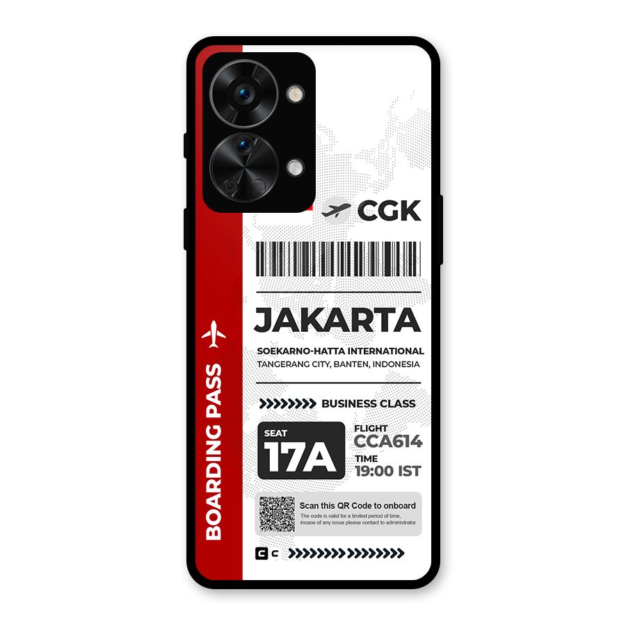 International Boarding Pass Jakarta Glass Back Case for OnePlus Nord 2T