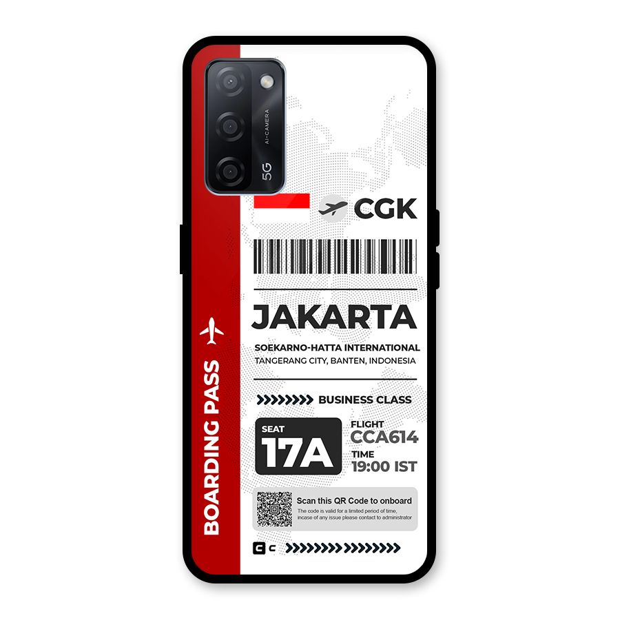 International Boarding Pass Jakarta Glass Back Case for Oppo A53s 5G