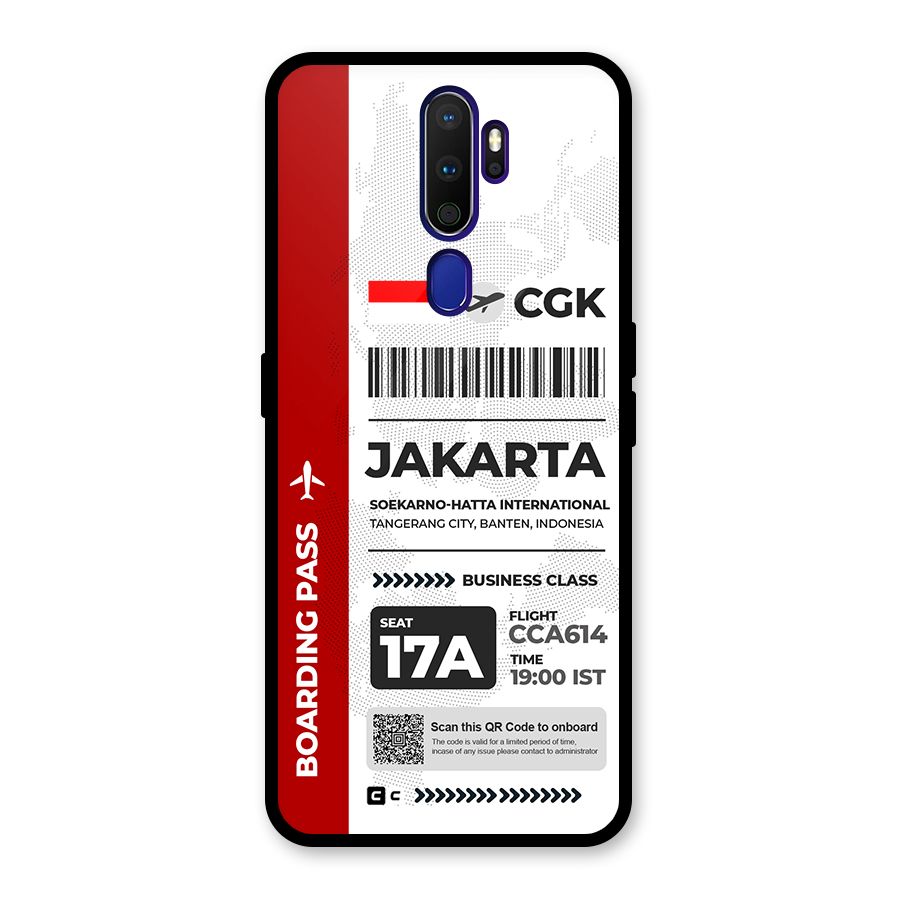 International Boarding Pass Jakarta Glass Back Case for Oppo A9 (2020)