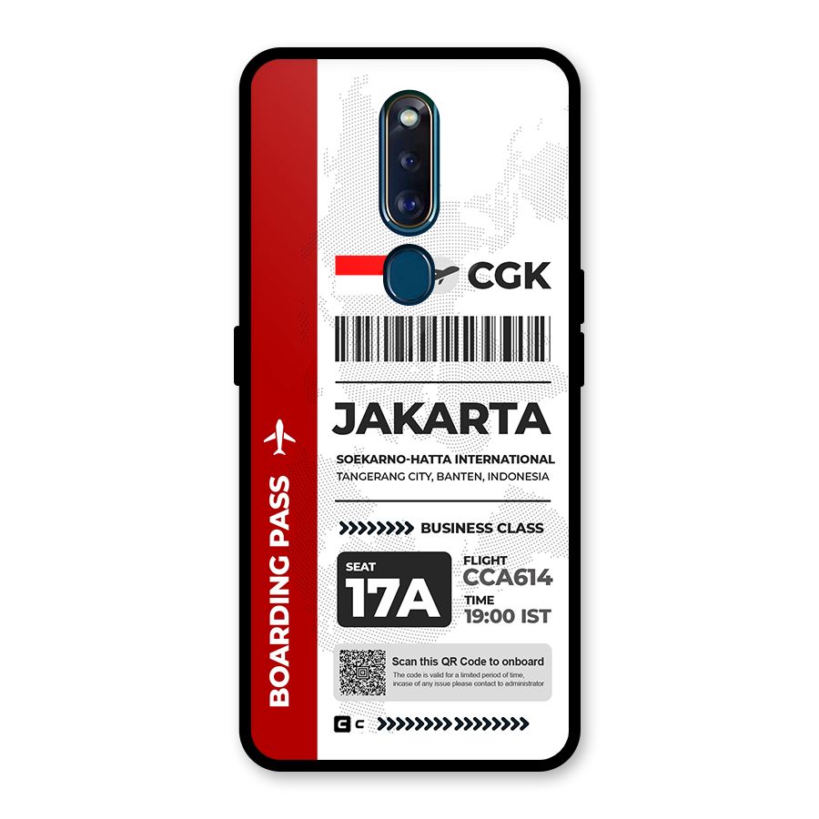 International Boarding Pass Jakarta Glass Back Case for Oppo F11 Pro