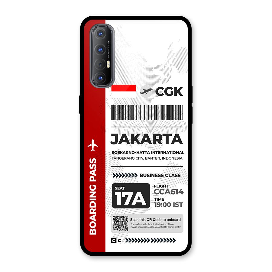International Boarding Pass Jakarta Glass Back Case for Oppo Reno3 Pro