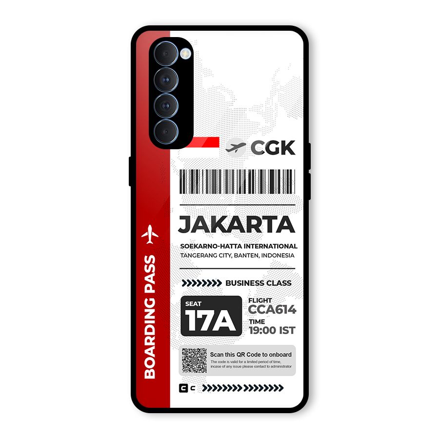 International Boarding Pass Jakarta Glass Back Case for Oppo Reno4 Pro
